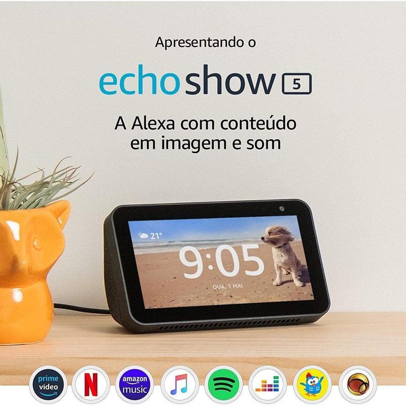 Echo Show 5 Preta (3ª geração - 2023), Display de 5,5